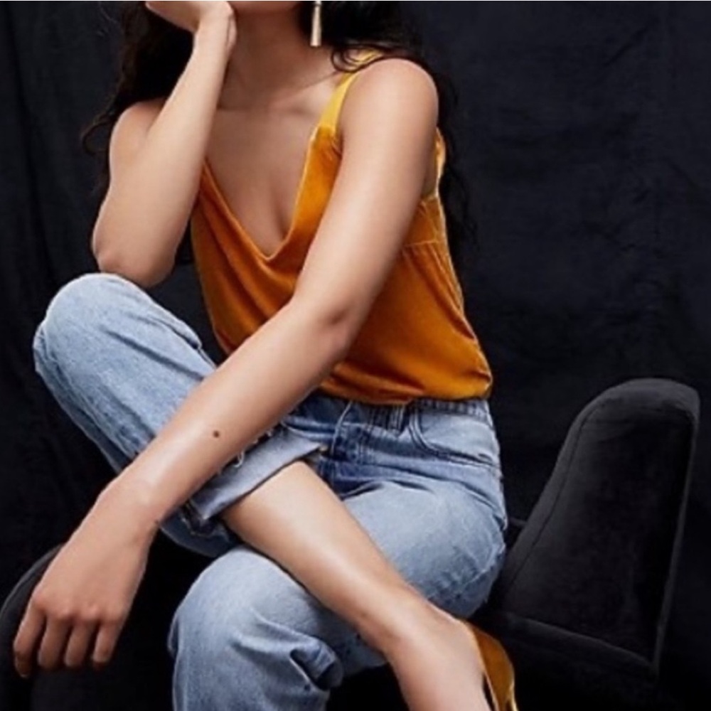 J. Crew Mustard Velvet Top
